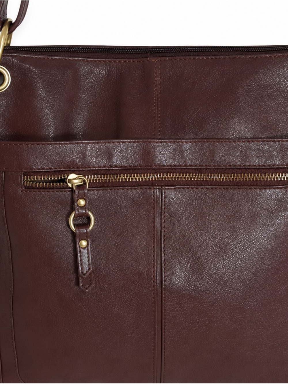 Great American Leather Works Brown 100% Genuine Leather Crossbody Shoulder Bag - Picture 4 of 13